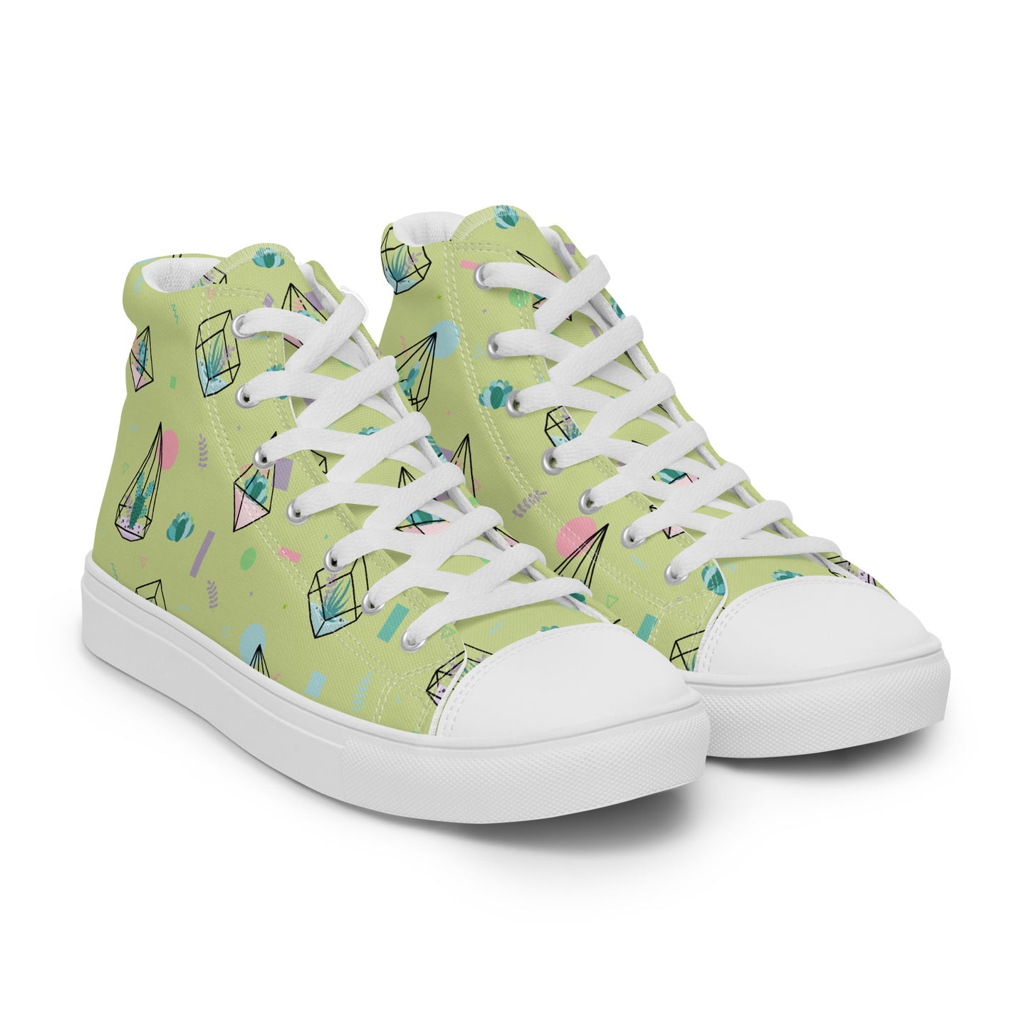 Crystal Terrarium Reef Green Women’s High Top Canvas Shoes