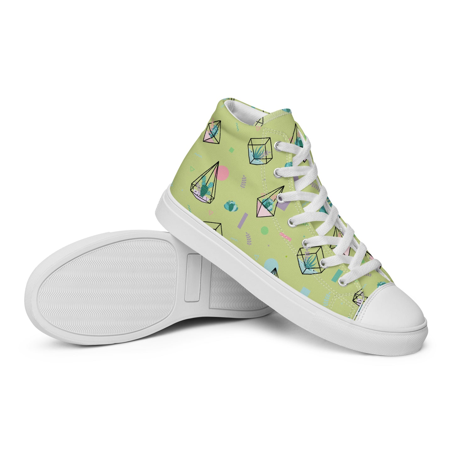 Crystal Terrarium Reef Green Women’s High Top Canvas Shoes