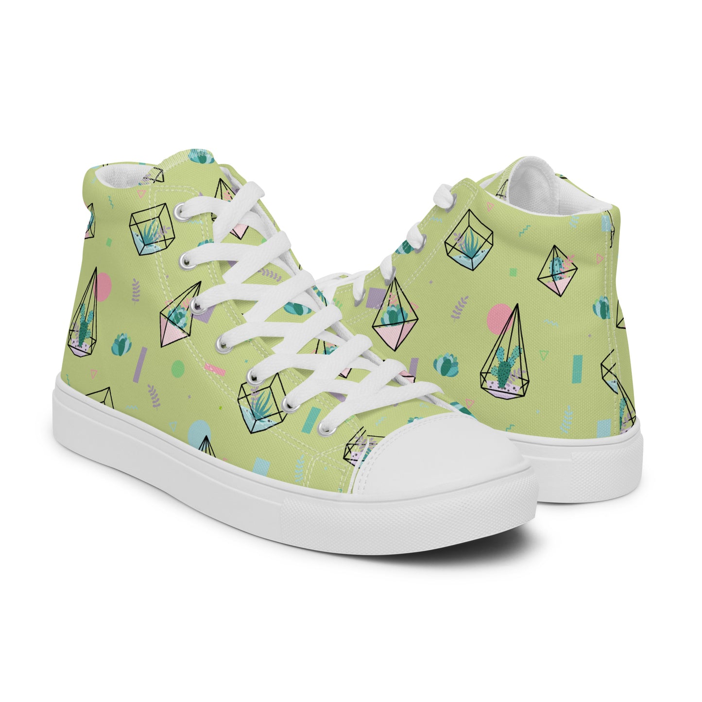 Crystal Terrarium Reef Green Women’s High Top Canvas Shoes