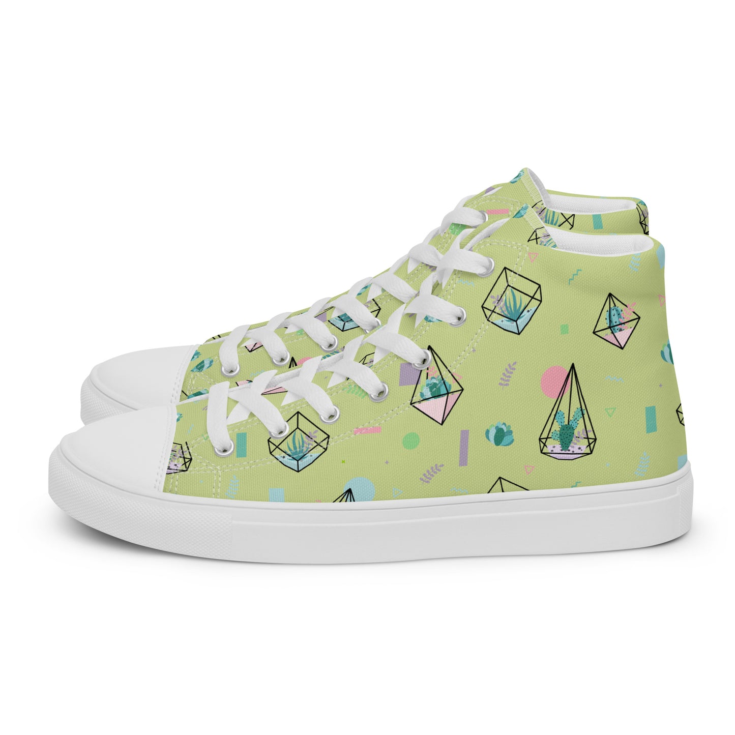 Crystal Terrarium Reef Green Women’s High Top Canvas Shoes