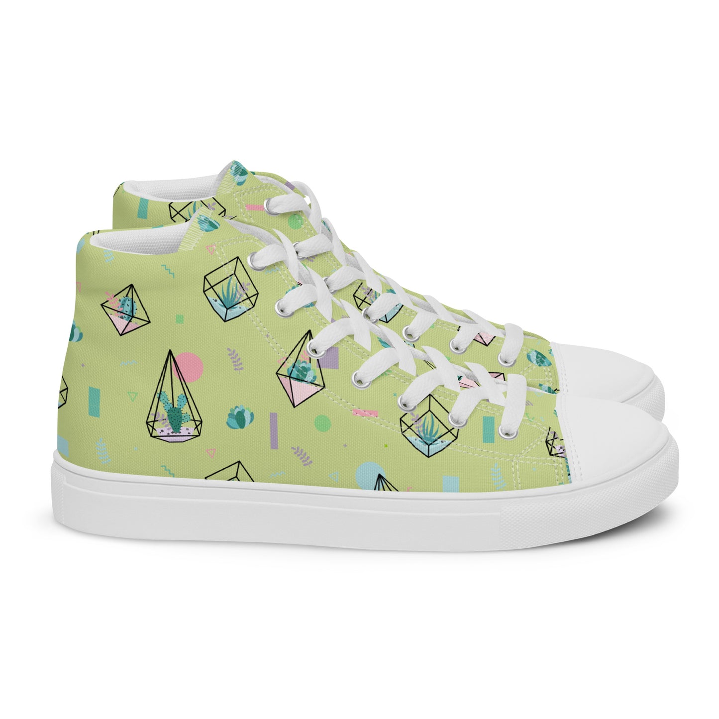 Crystal Terrarium Reef Green Women’s High Top Canvas Shoes