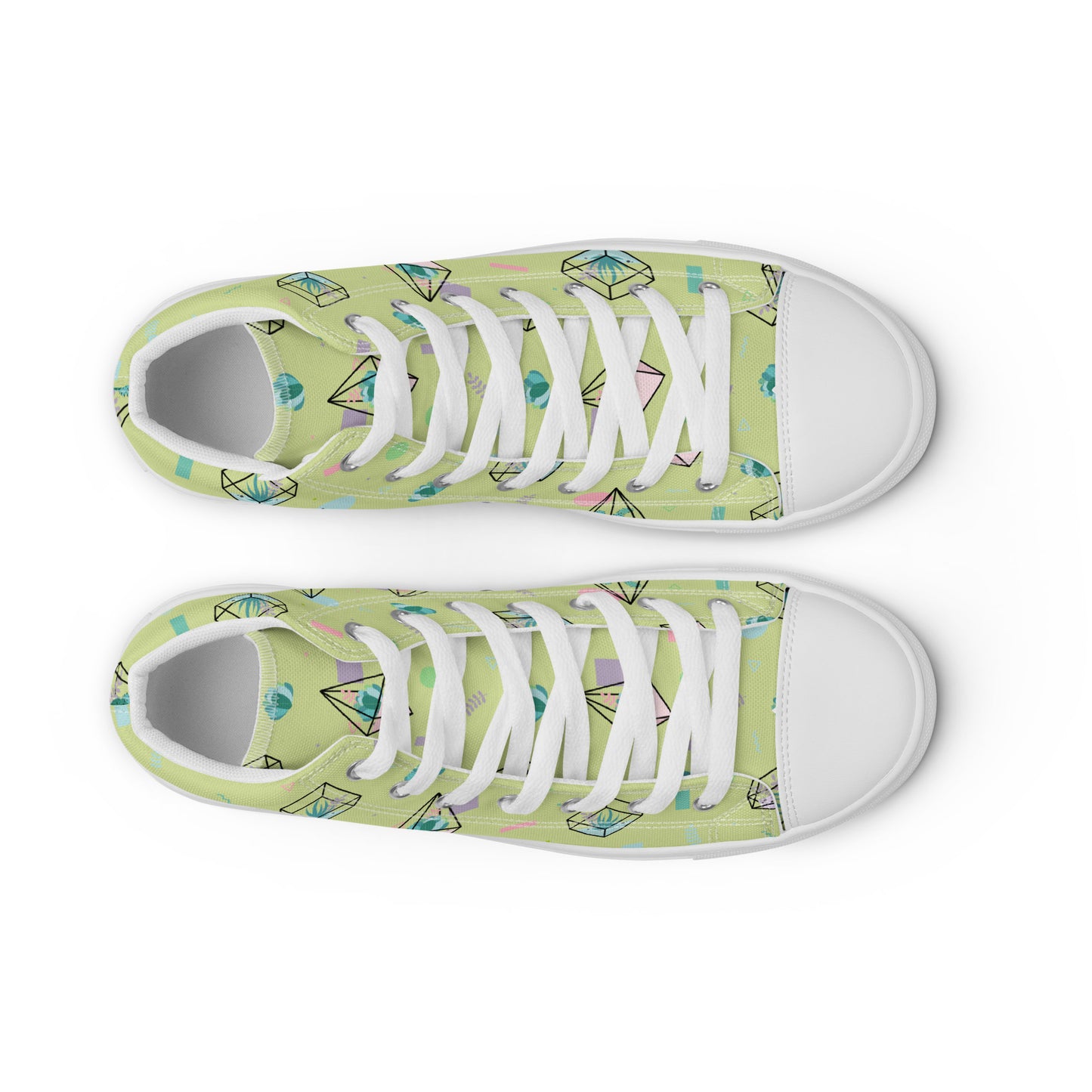 Crystal Terrarium Reef Green Women’s High Top Canvas Shoes