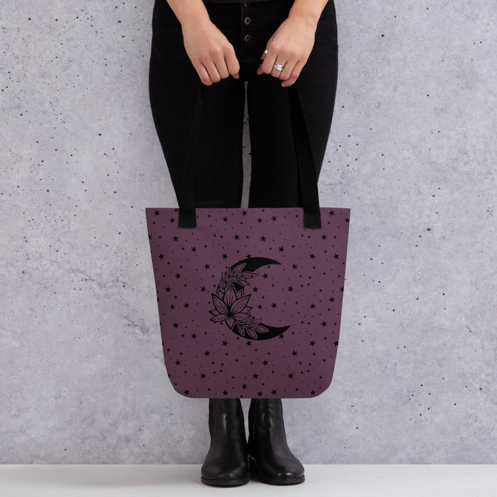 Floral Moon Star Purple Play Tote Bag