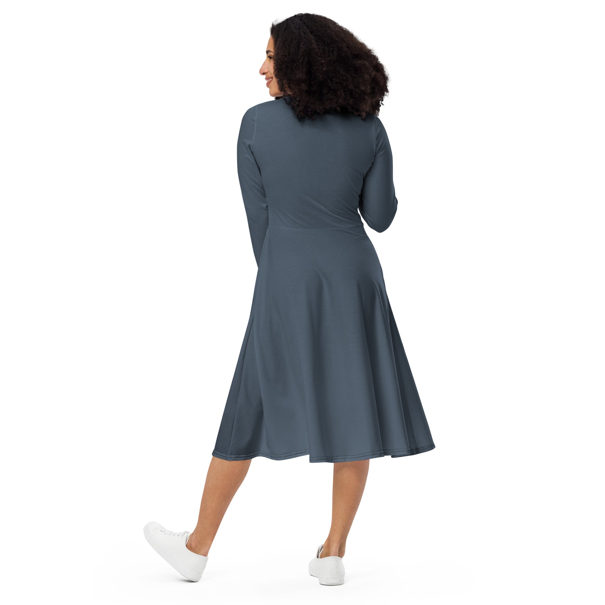 Fall Blue-long-sleeve-midi-dress-back