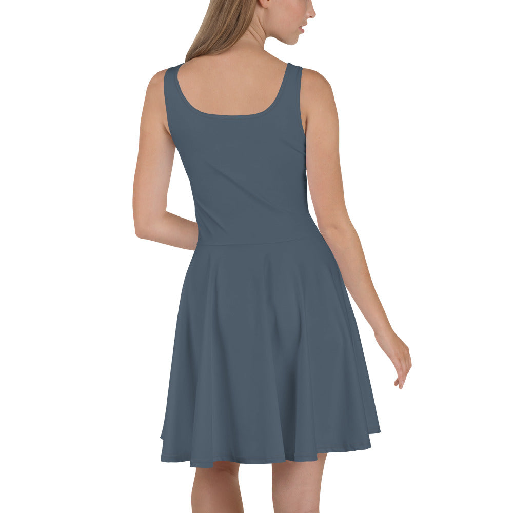 Fall Blue Skater Dress -back