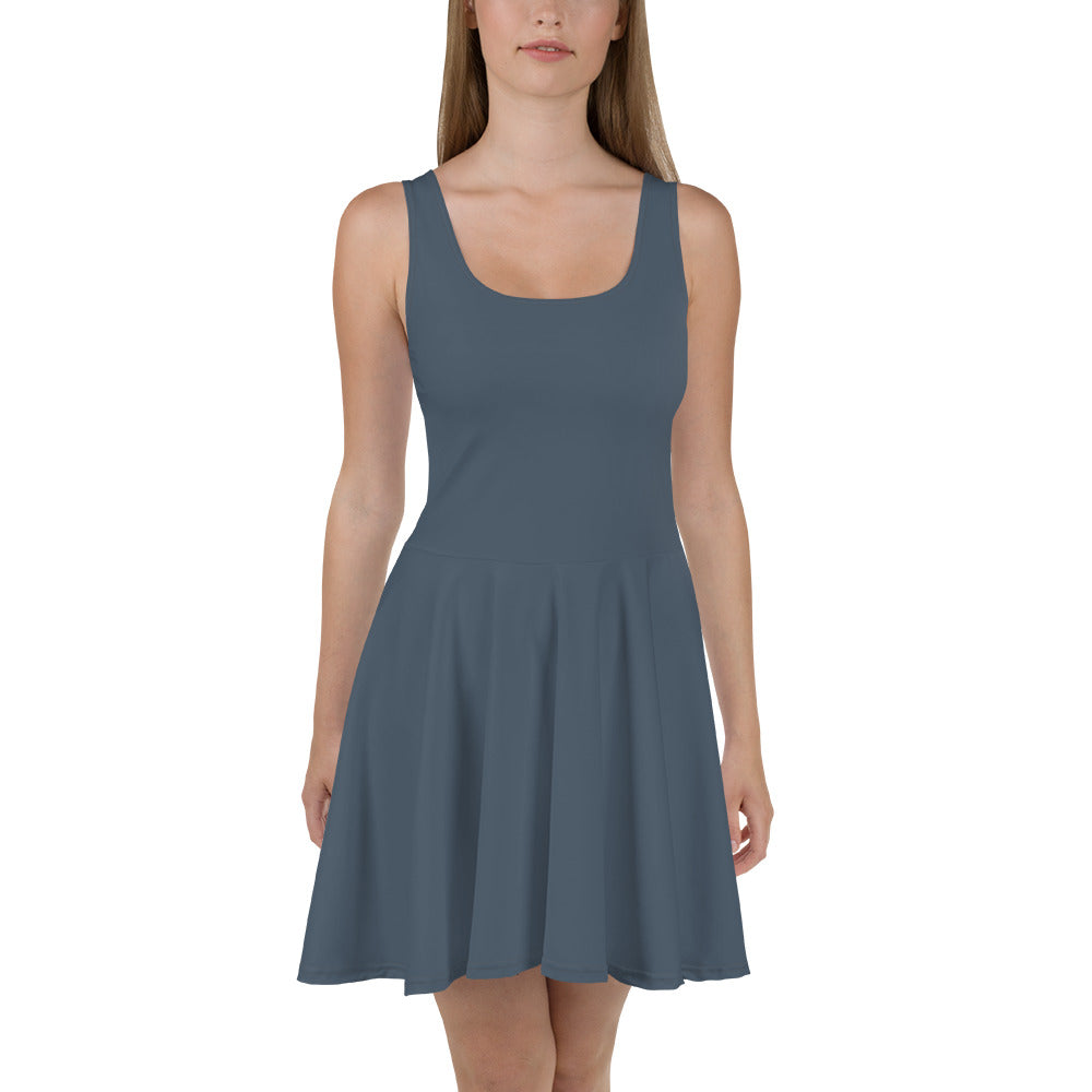 Fall Blue Skater Dress -front