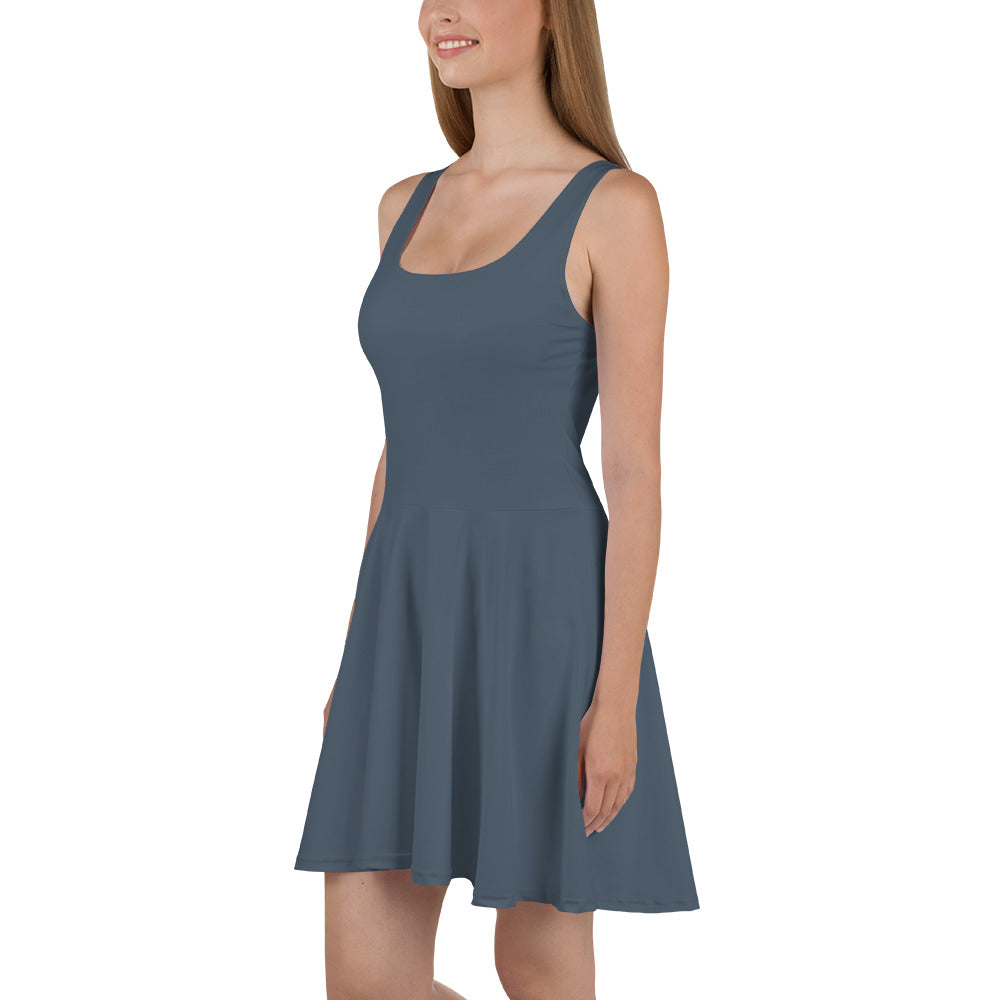 Fall Blue Skater Dress left