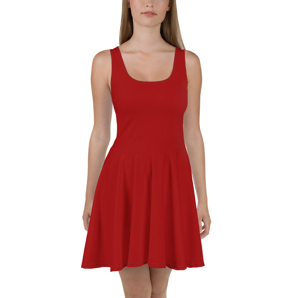 Fire Red Skater Dress -front