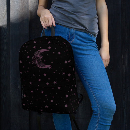 Floral Moon Star Black Purple Play Backpack