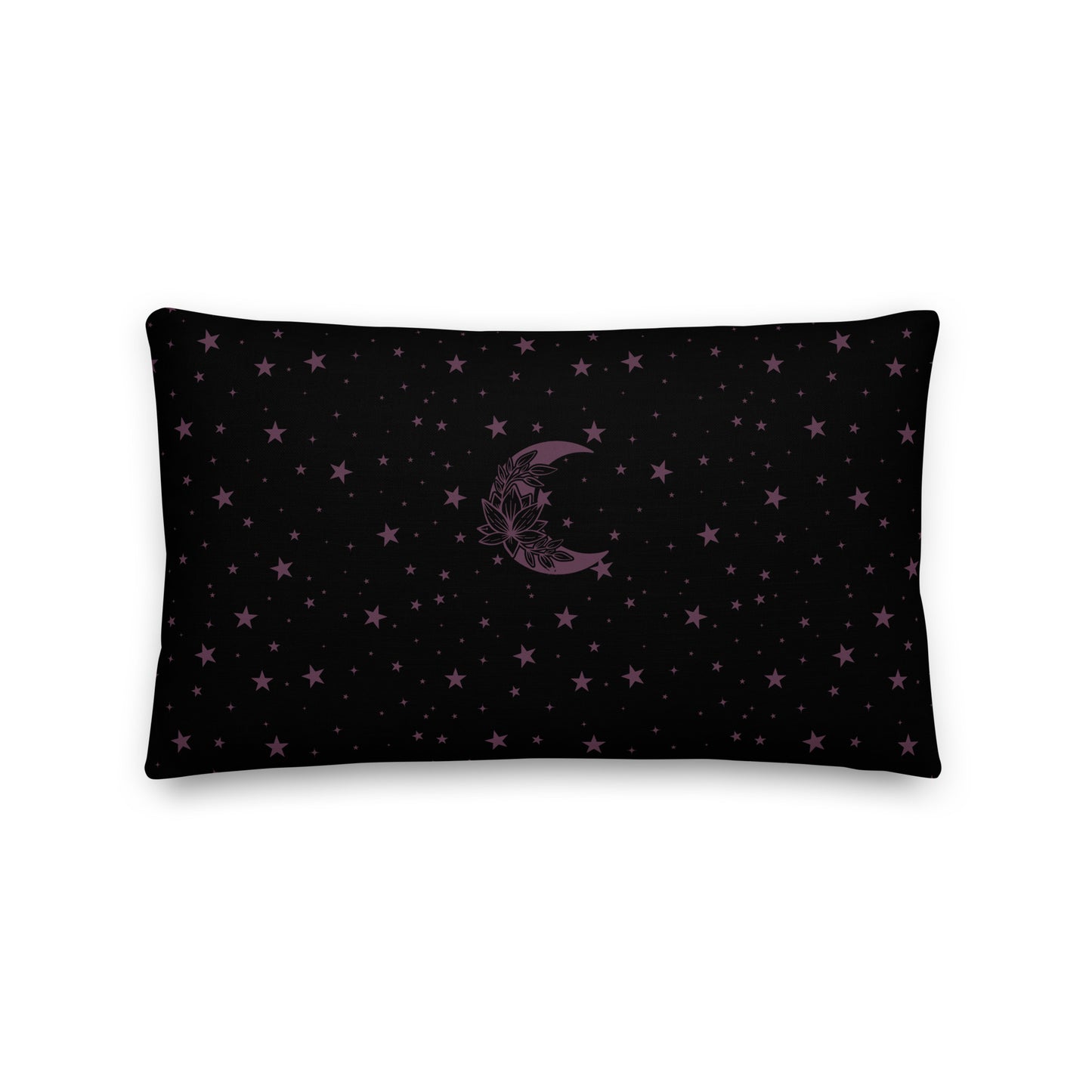 Floral Moon Star Black Purple Play Premium Throw Pillow