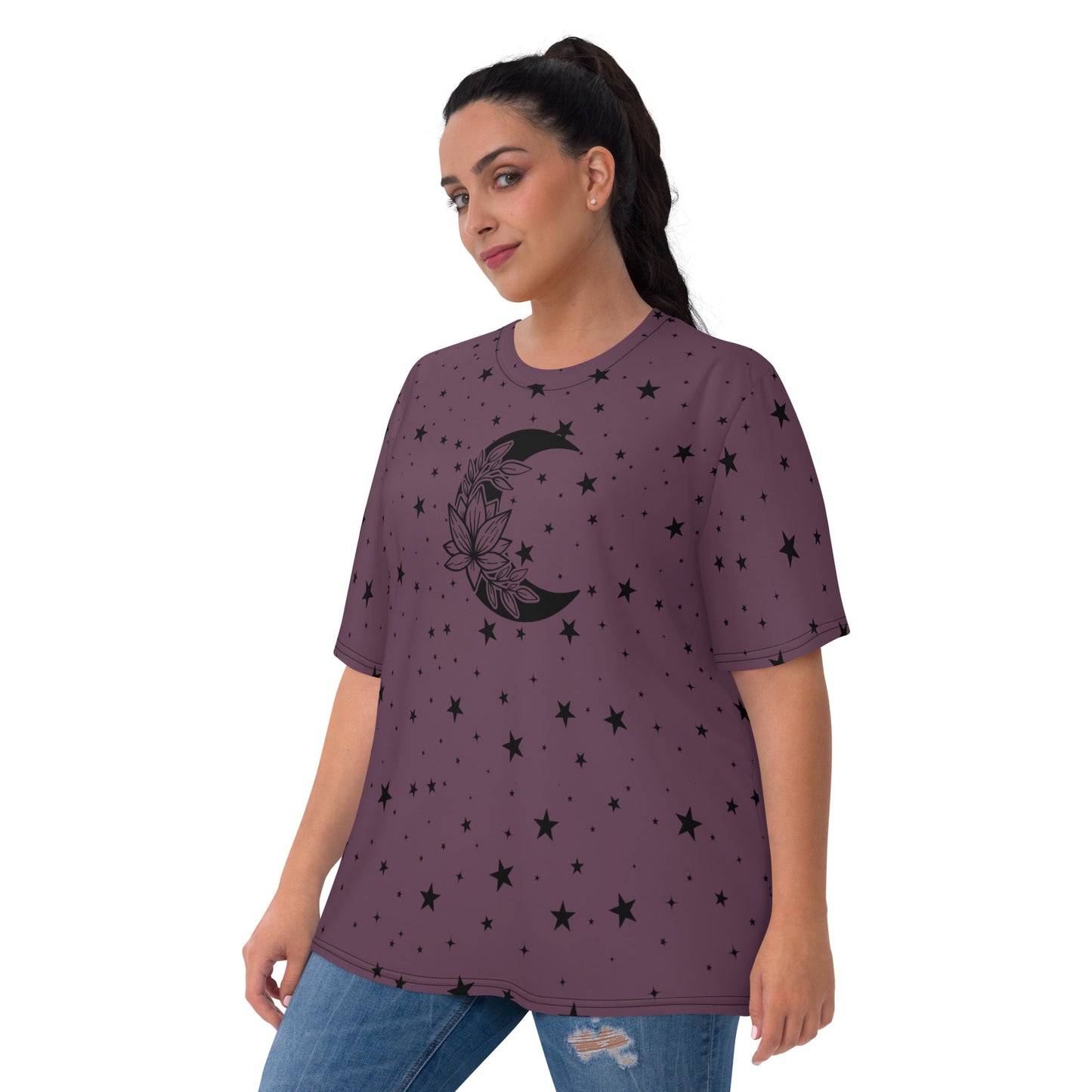 Floral Moon Star Purple Play Women's Crew Neck T-Shirt