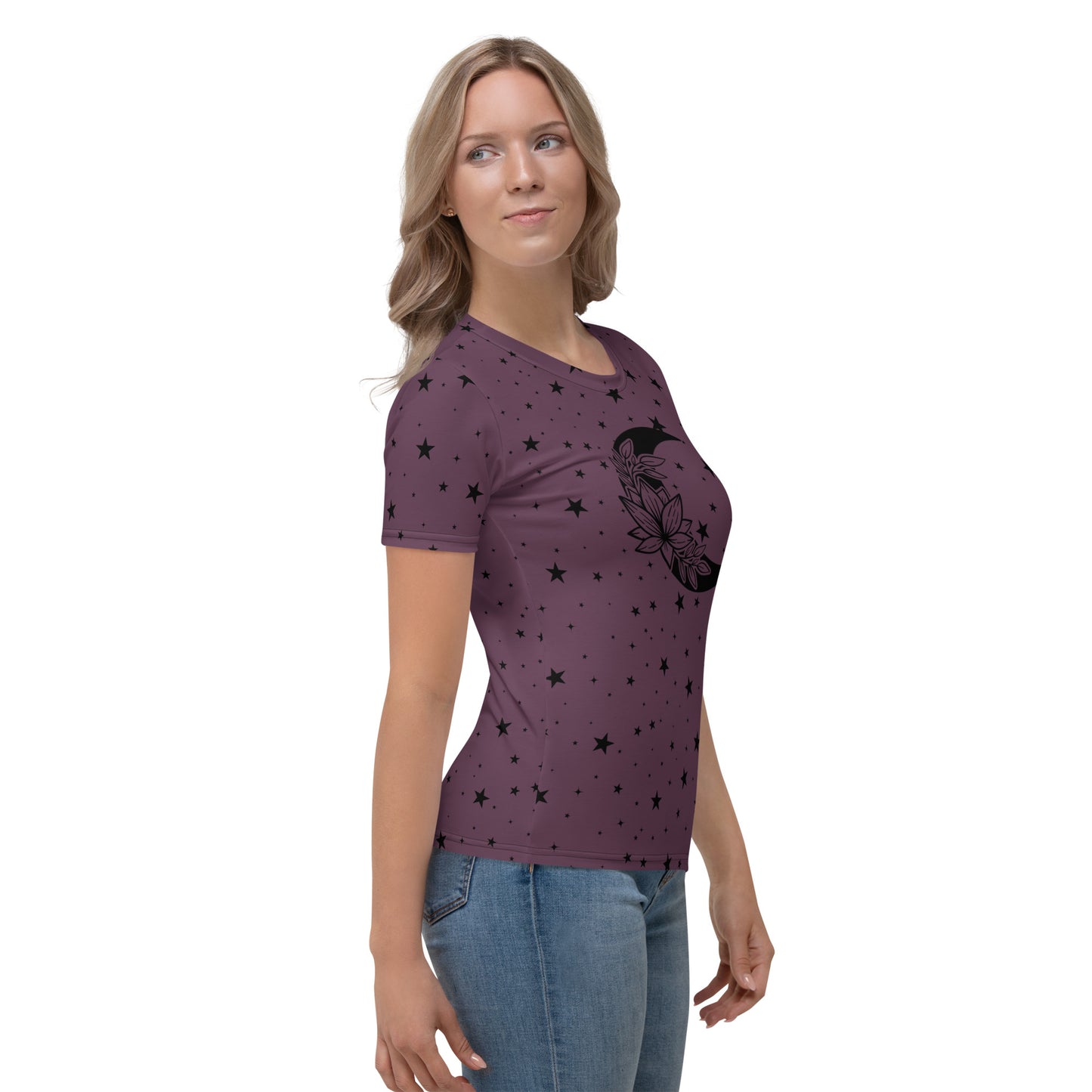 Floral Moon Star Purple Play Women's Crew Neck T-Shirt