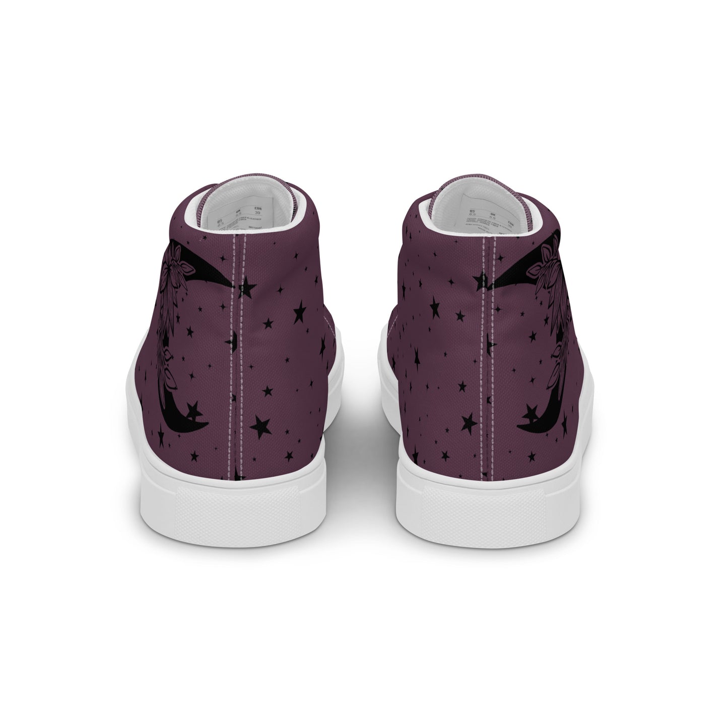 Floral Moon Star Purple Play Women’s High Top Canvas Shoes