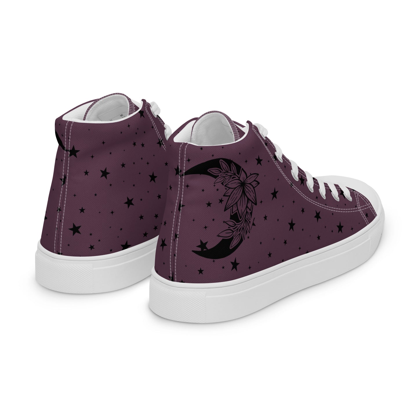 Floral Moon Star Purple Play Women’s High Top Canvas Shoes