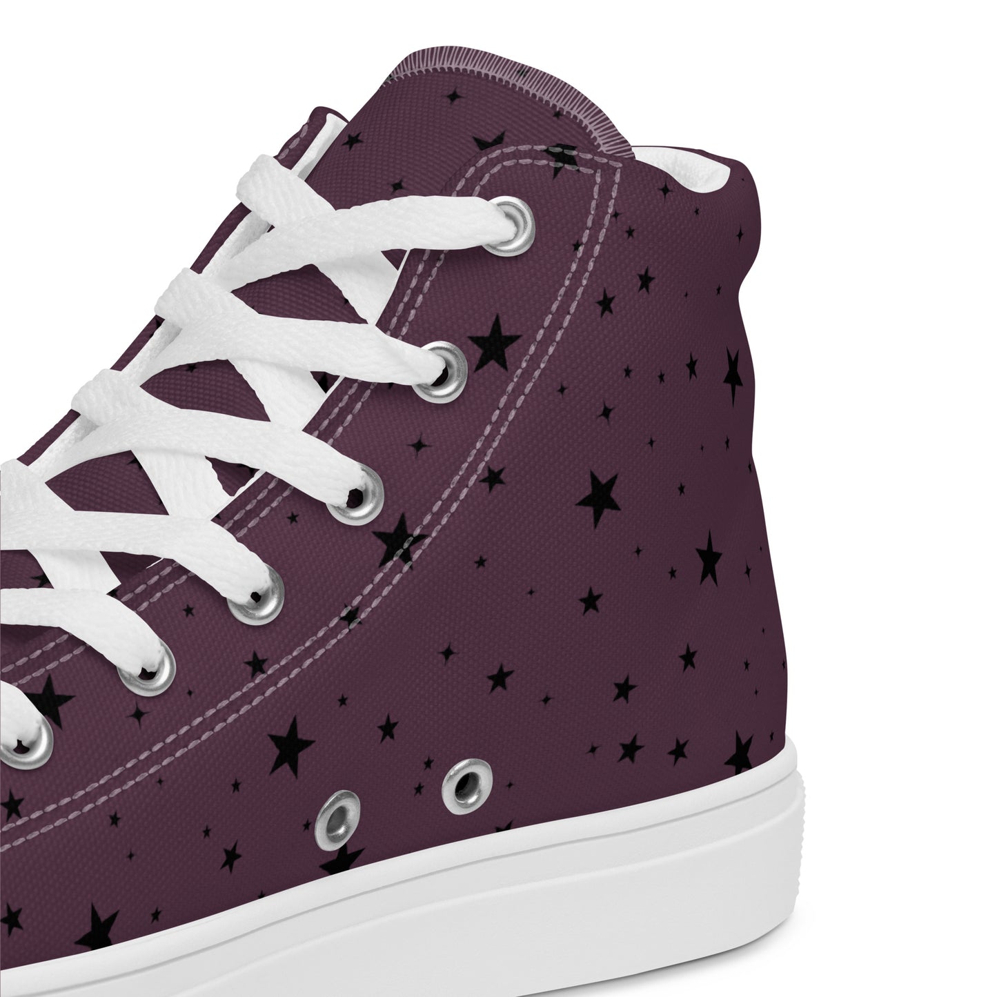 Floral Moon Star Purple Play Women’s High Top Canvas Shoes