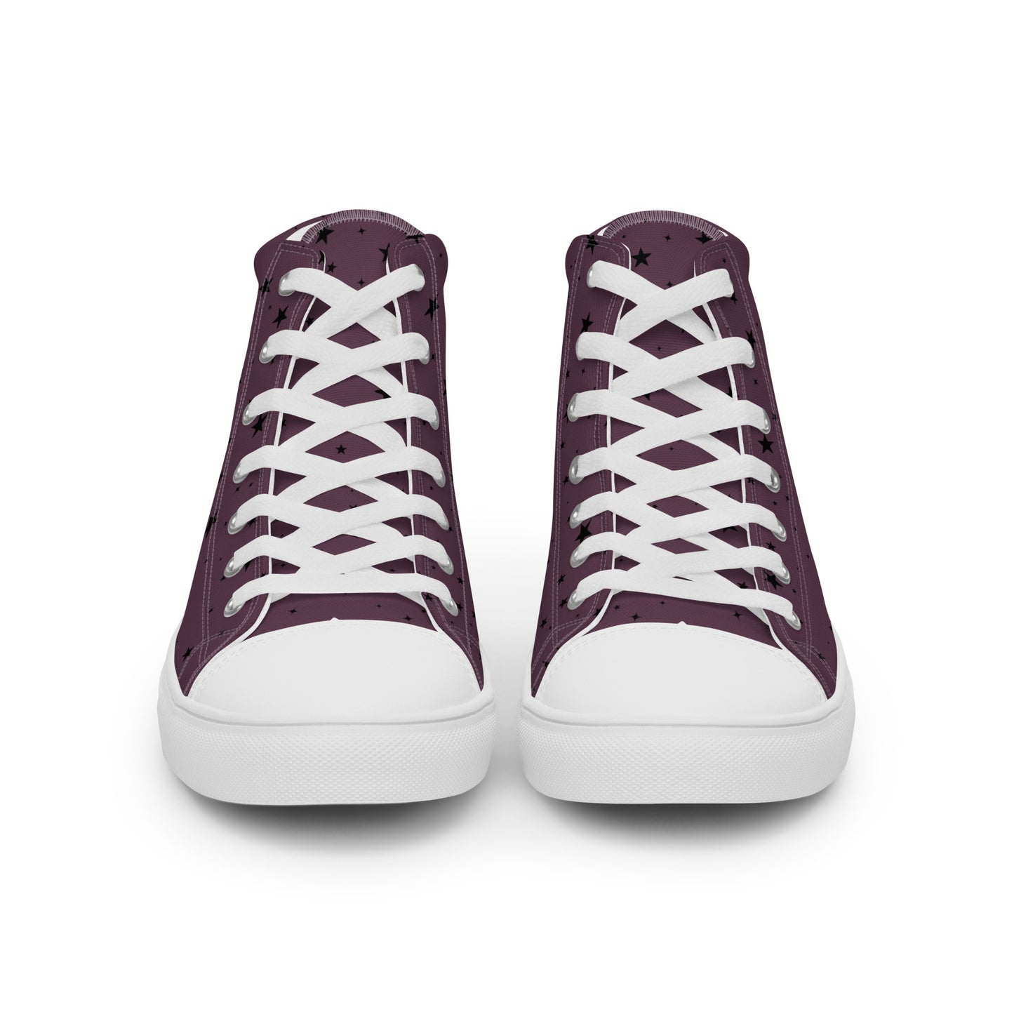 Floral Moon Star Purple Play Women’s High Top Canvas Shoes