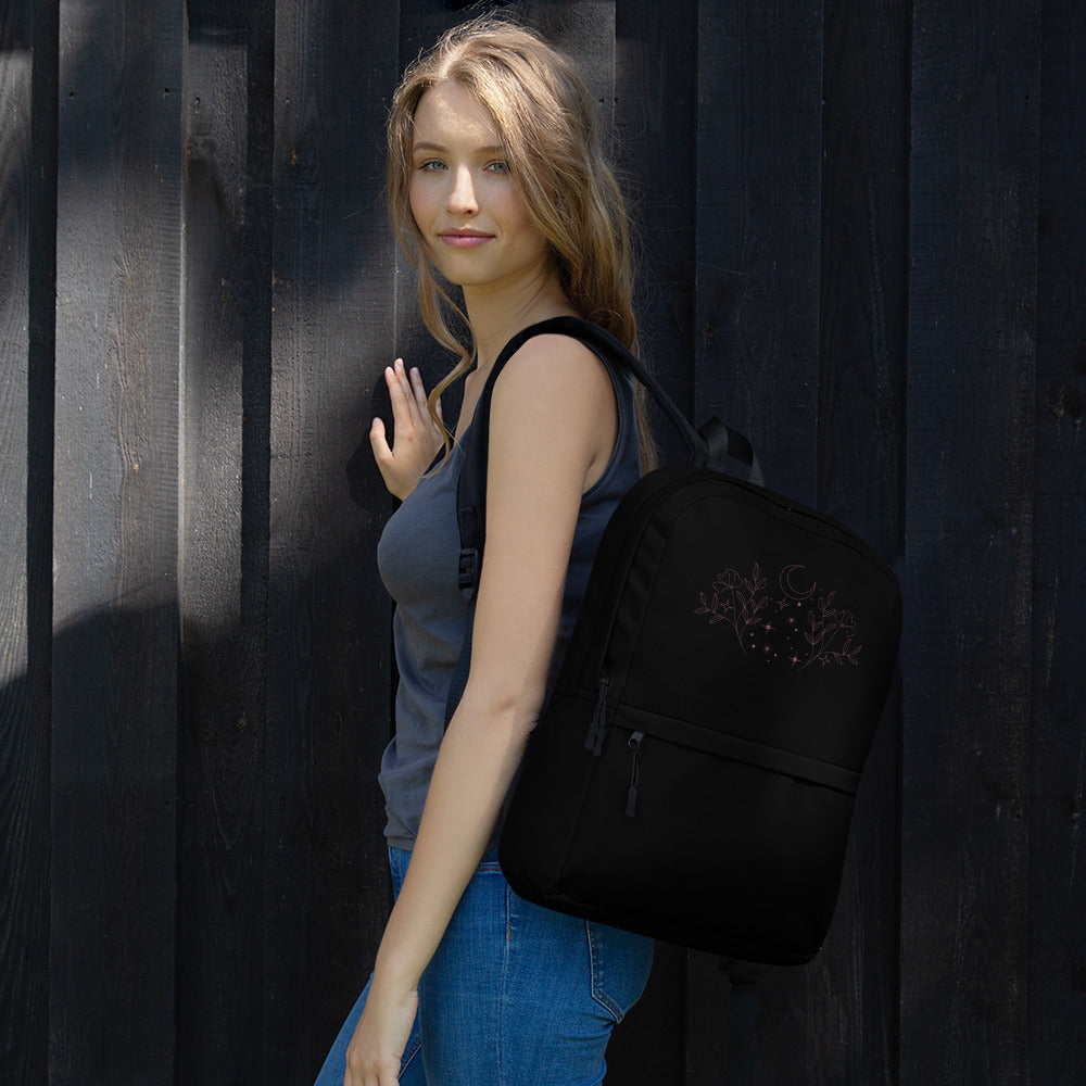 Flower Moon Black Backpack