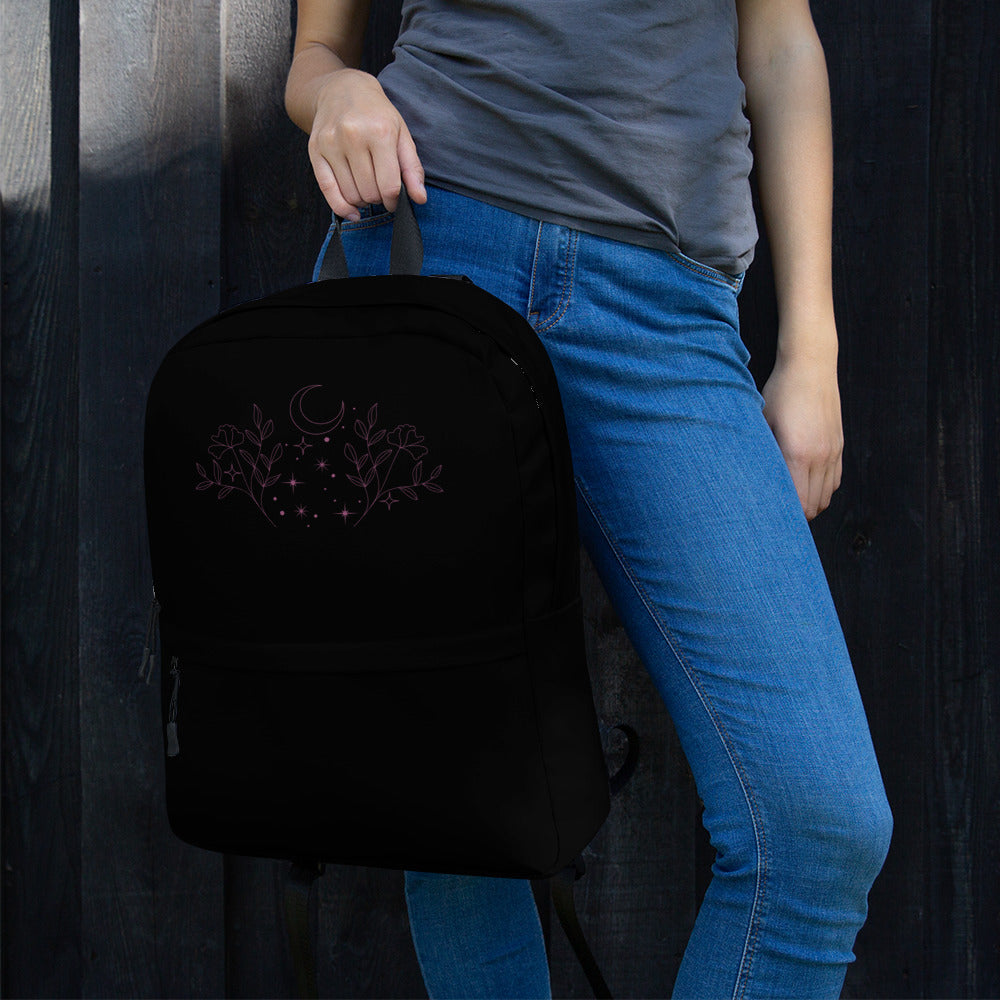 Flower Moon Black Backpack