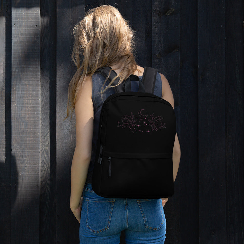 Flower Moon Black Backpack