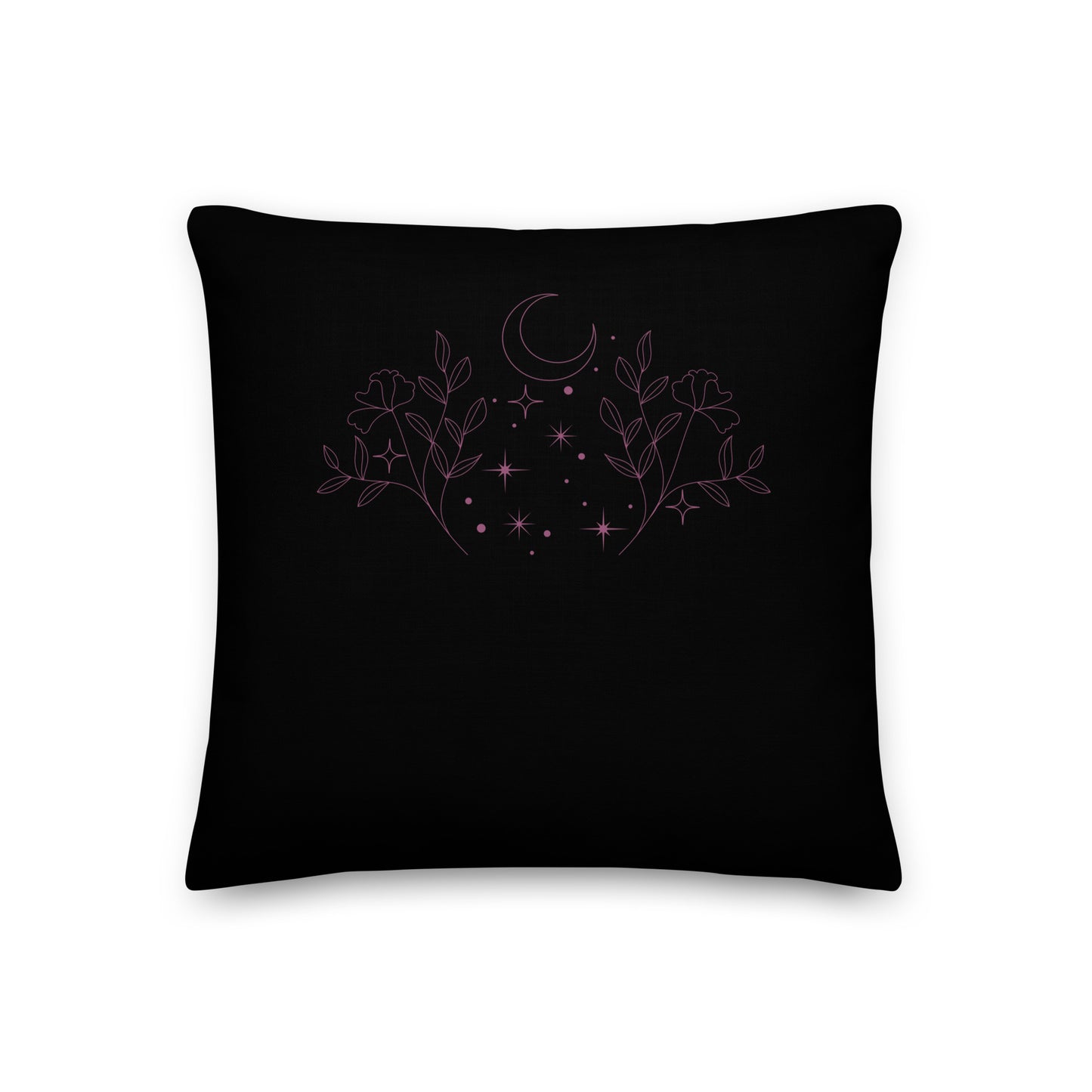 Flower Moon Black Premium Throw Pillow