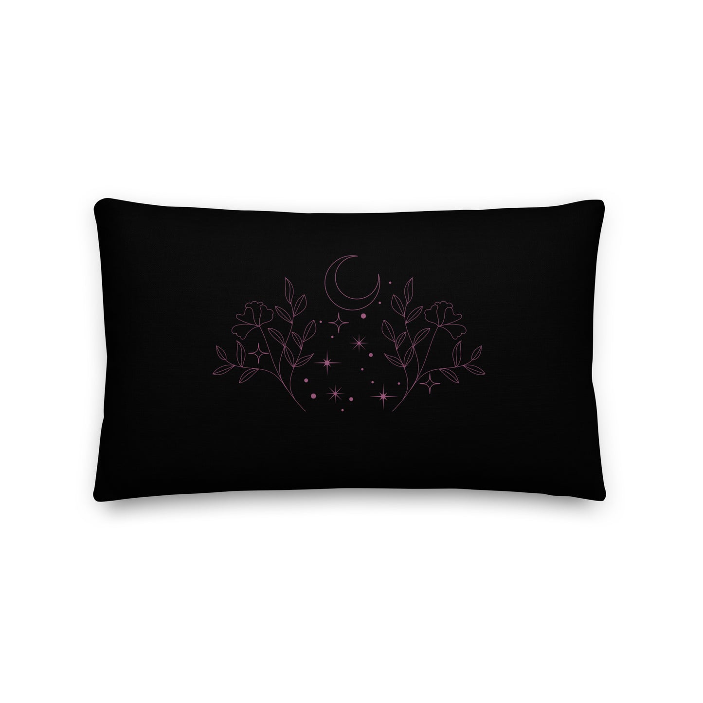 Flower Moon Black Premium Throw Pillow