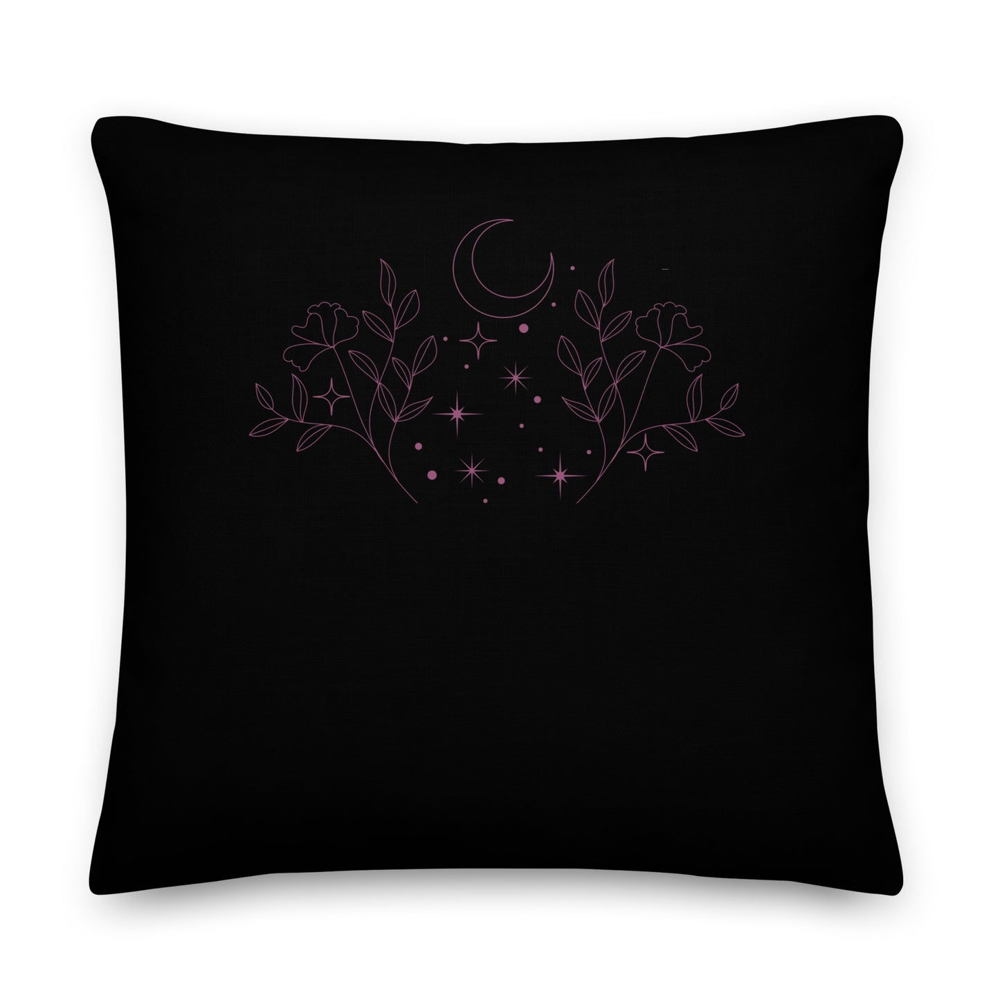 Flower Moon Black Premium Throw Pillow