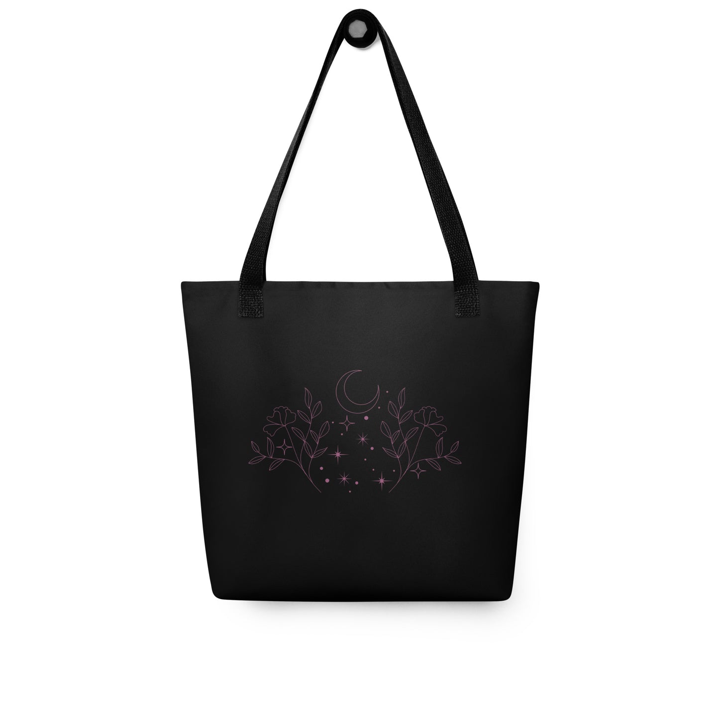 Flower Moon Black Tote Bag