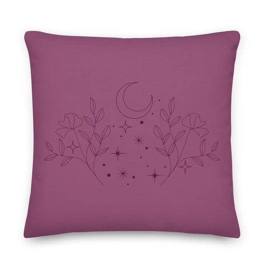 Flower Moon Warm Pink Premium Throw Pillow