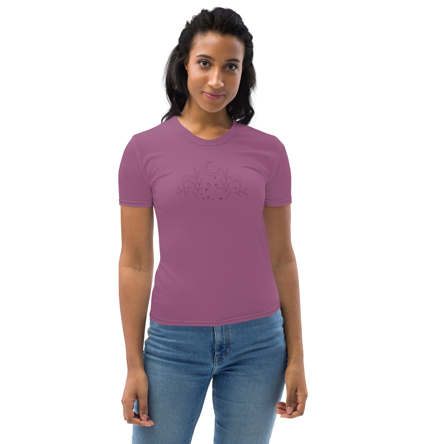 Flower Moon Warm Pink Women's Crew Neck T-shirt