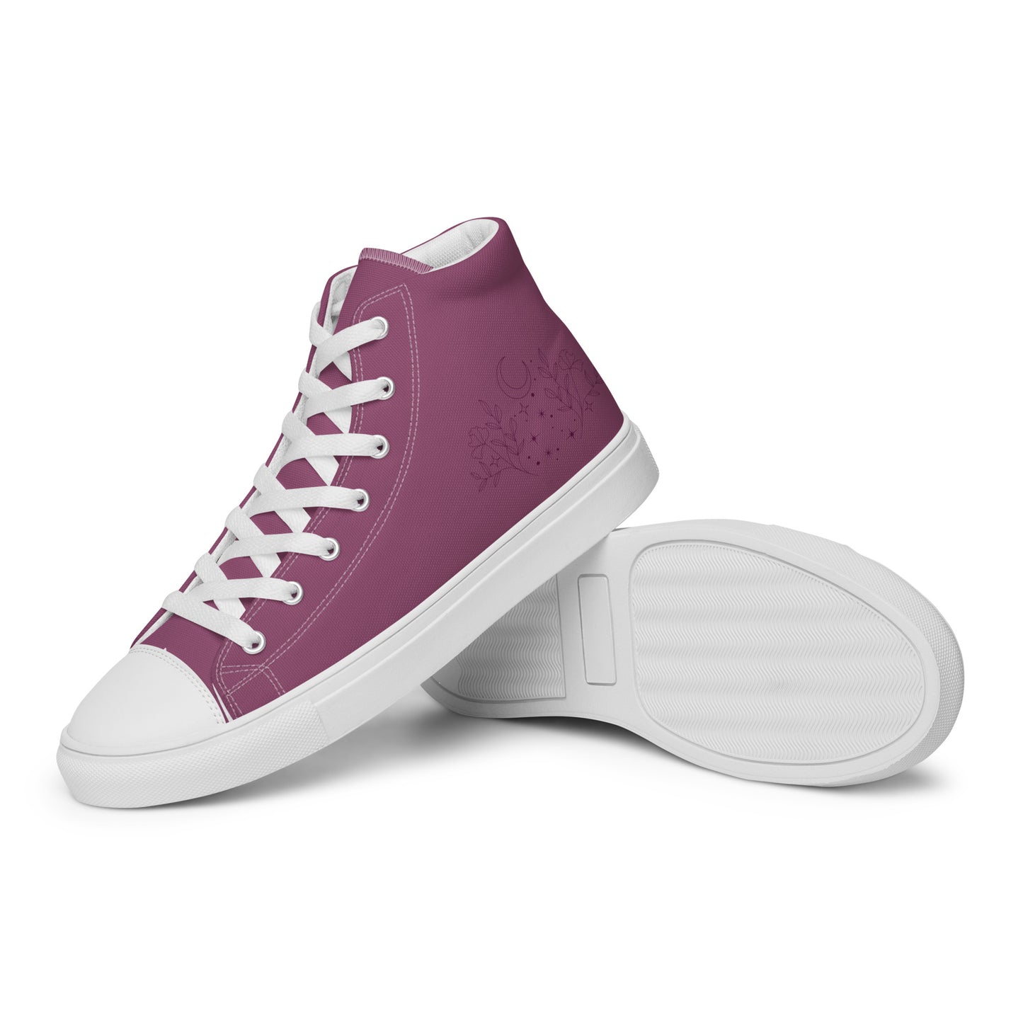 Flower Moon Warm Pink Women’s High Top Canvas Shoes