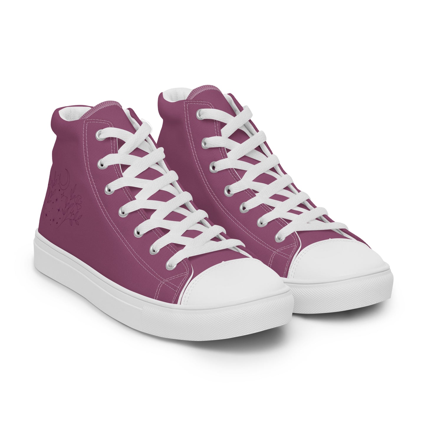 Flower Moon Warm Pink Women’s High Top Canvas Shoes