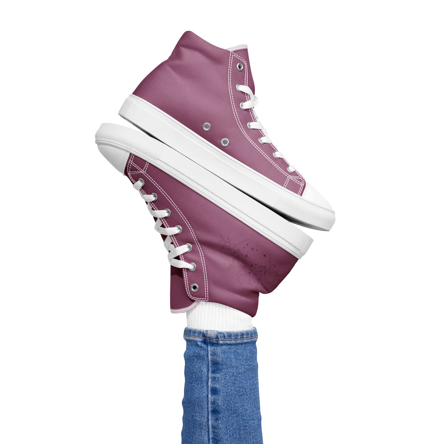 Flower Moon Warm Pink Women’s High Top Canvas Shoes