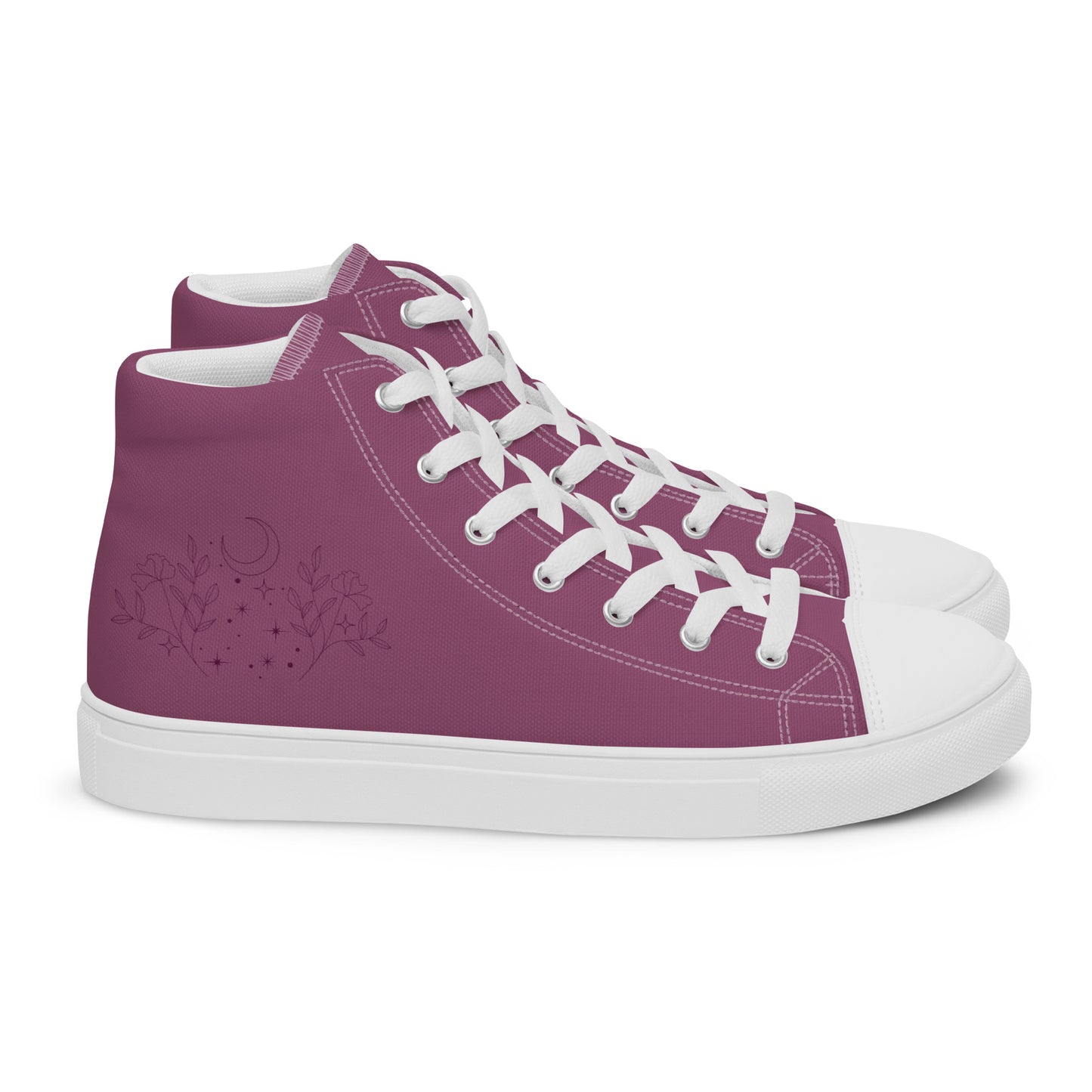 Flower Moon Warm Pink Women’s High Top Canvas Shoes