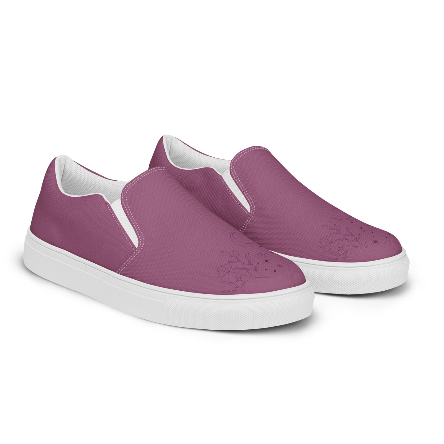 Flower Moon womens-slip-on-canvas-shoes-pink-right-front 1