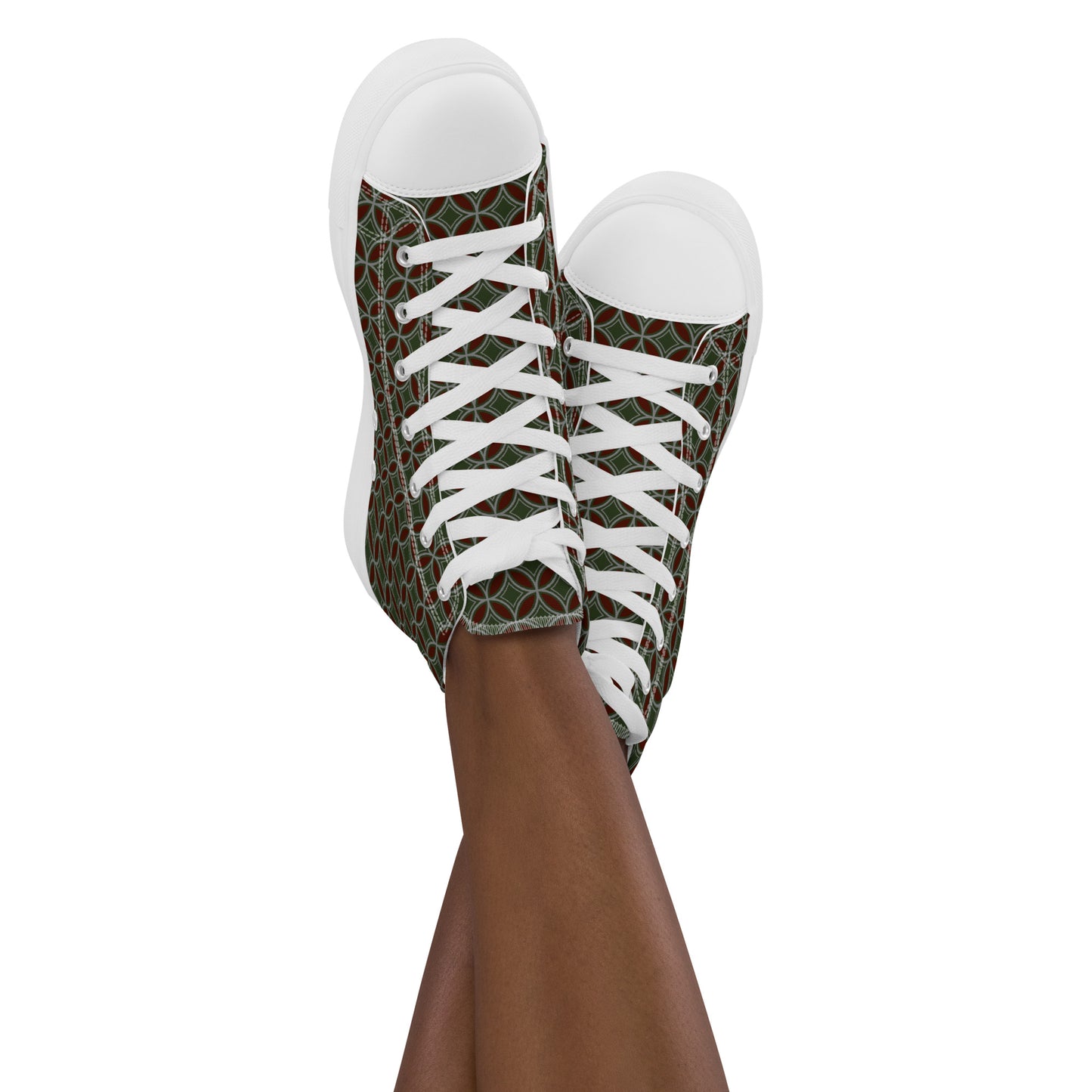 Flower of Life Tree Green Women’s High Top Canvas Shoes