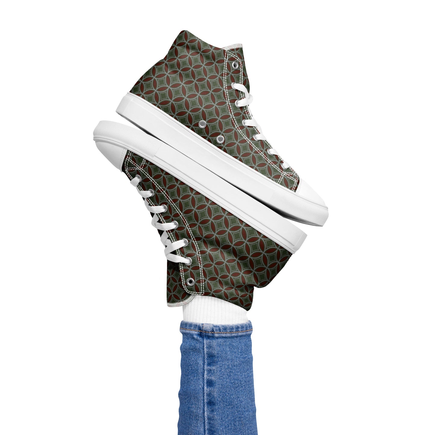 Flower of Life Tree Green Women’s High Top Canvas Shoes