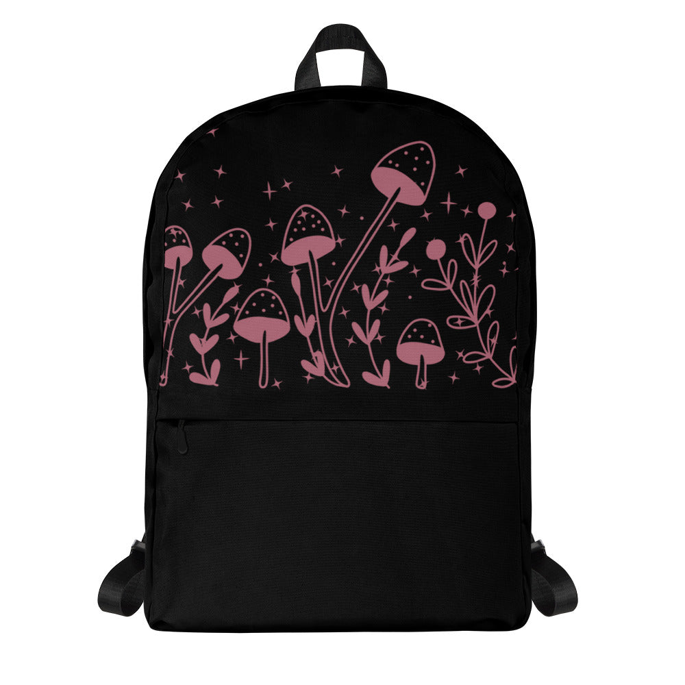 Fungi Star Black Petal Pink Backpack