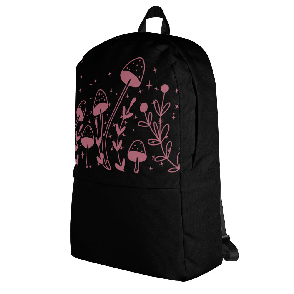 Fungi Star Black Petal Pink Backpack