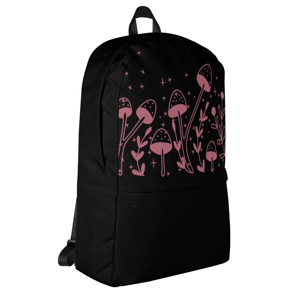 Fungi Star Black Petal Pink Backpack