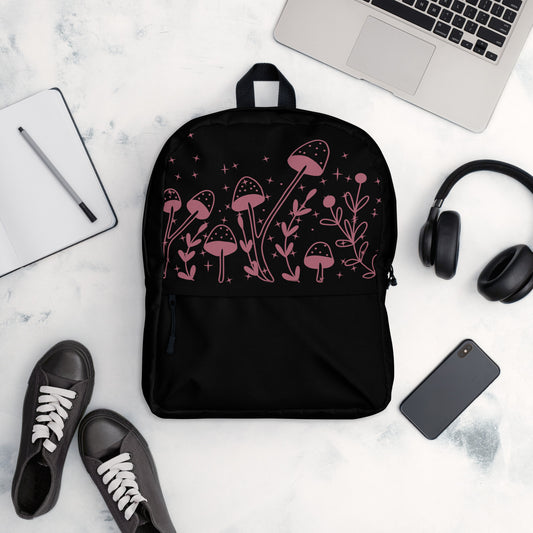 Fungi Star Black Petal Pink Backpack