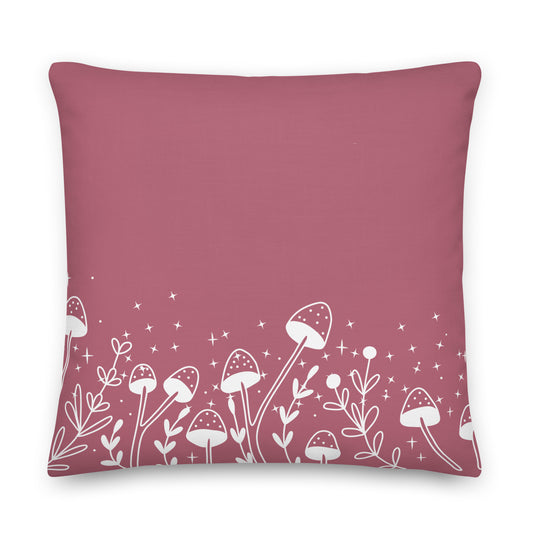 Fungi Star Petal Pink Premium Throw Pillow