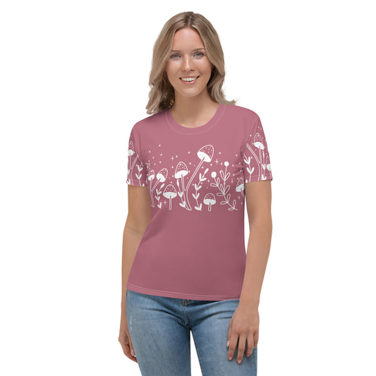 Fungi Star Petal Pink Women's Crew Neck T-Shirt