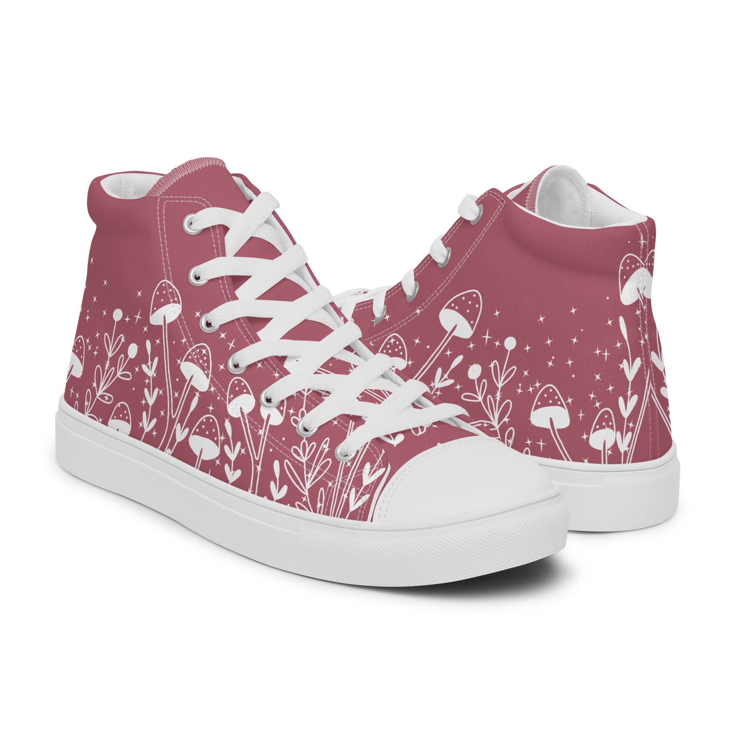 Fungi Star Petal Pink Women’s High Top Canvas Shoes