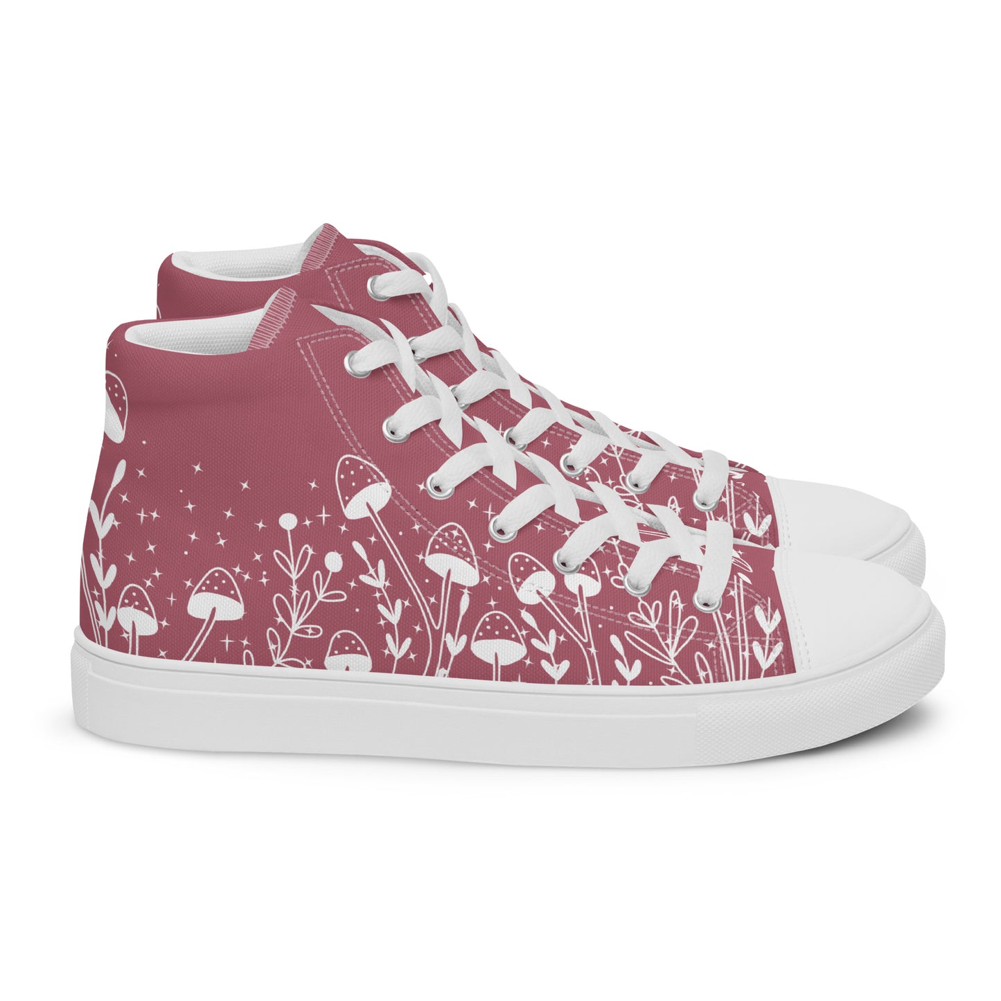 Fungi Star Petal Pink Women’s High Top Canvas Shoes