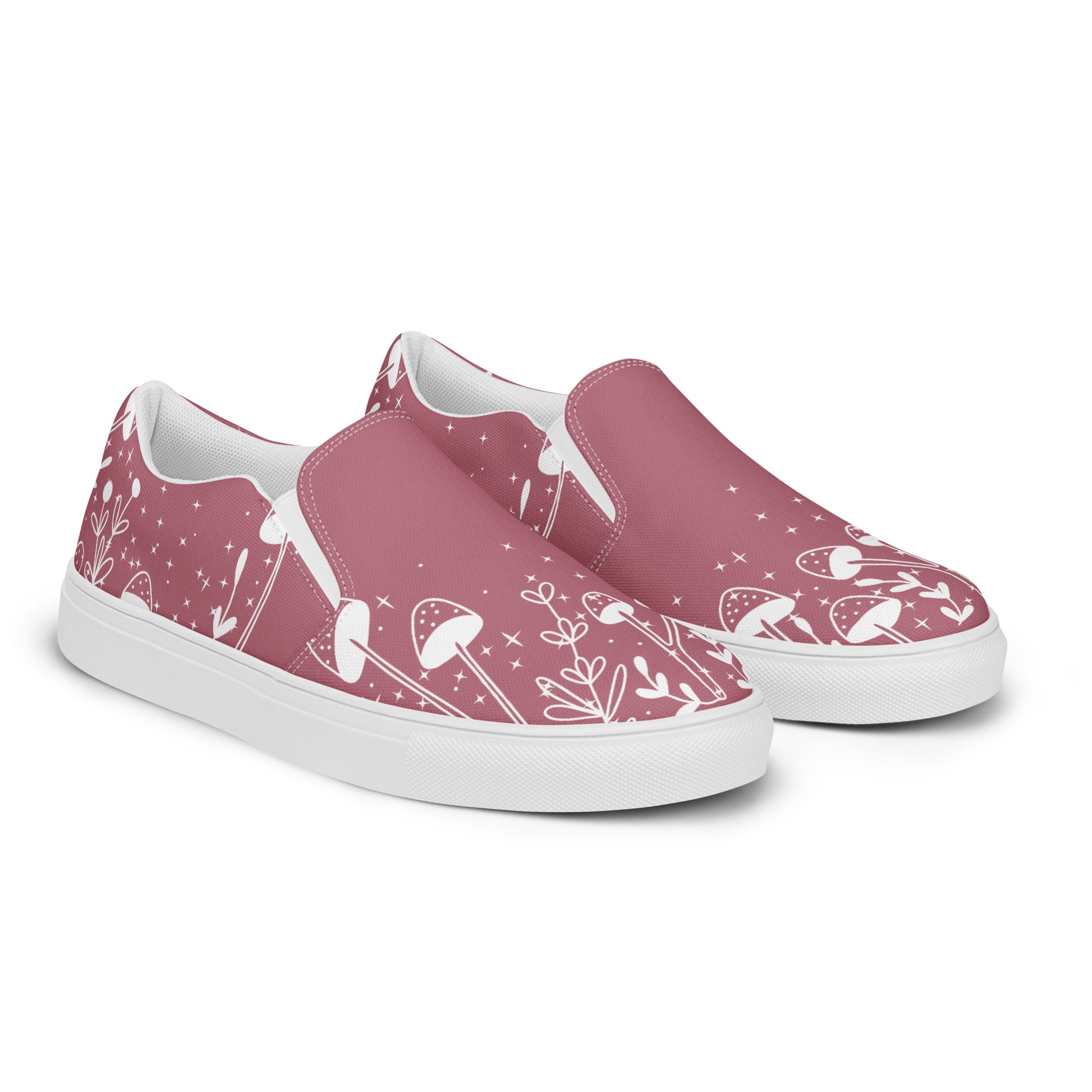 Fungi Star womens-slip-on-canvas-shoes-pink-right-front 1