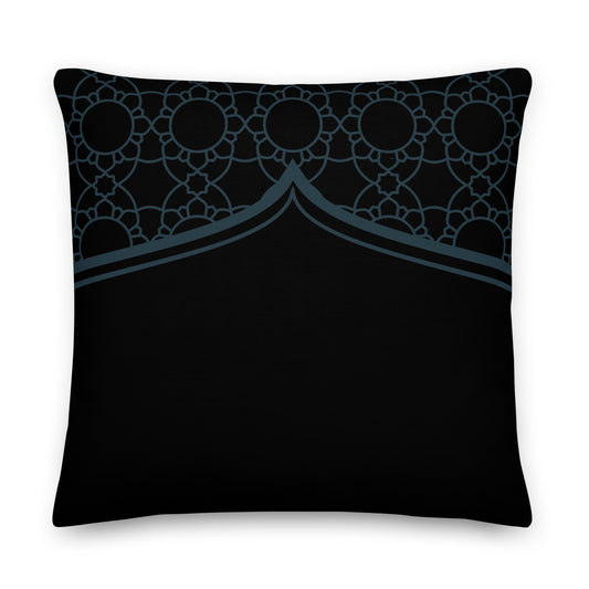 Geometric Black Winter Blue Premium Throw Pillow