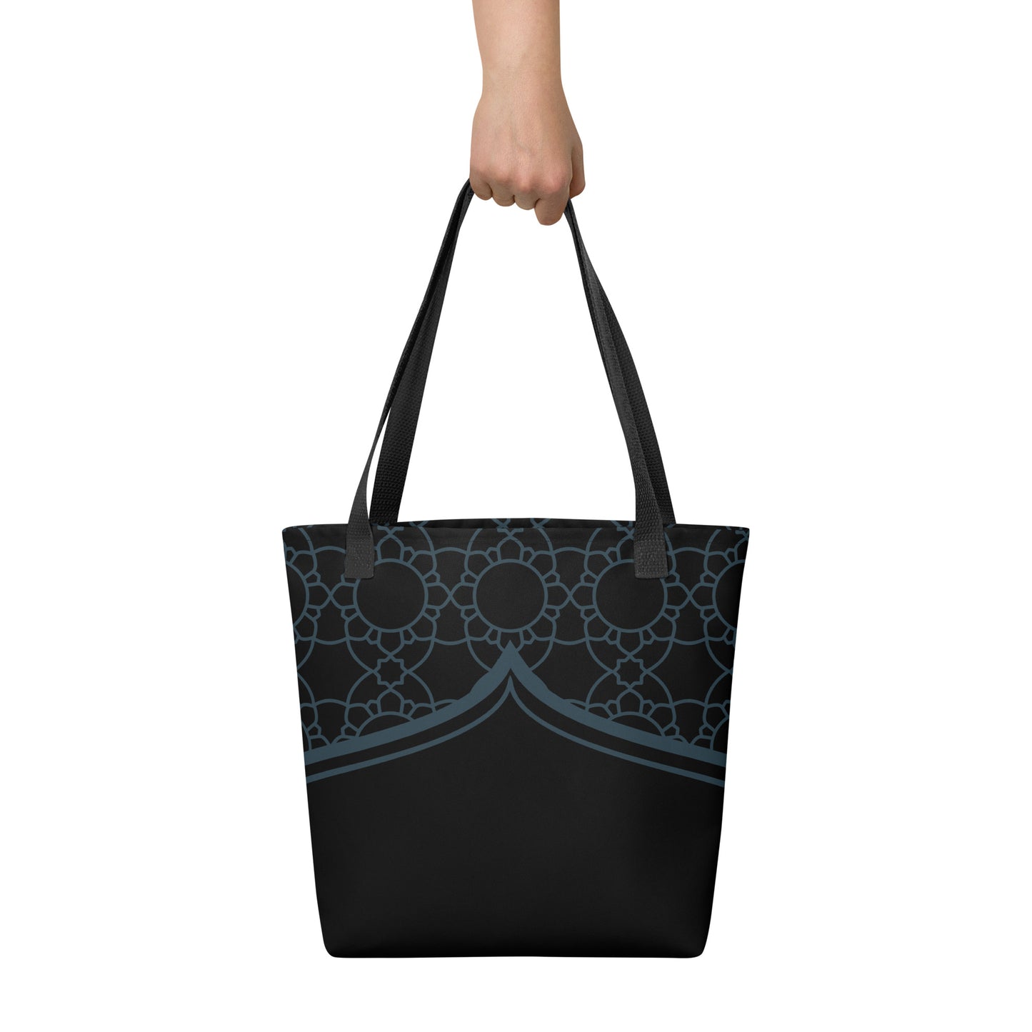 Geometric Black Winter Blue Tote Bag