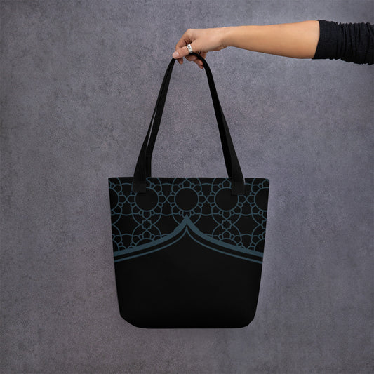 Geometric Black Winter Blue Tote Bag