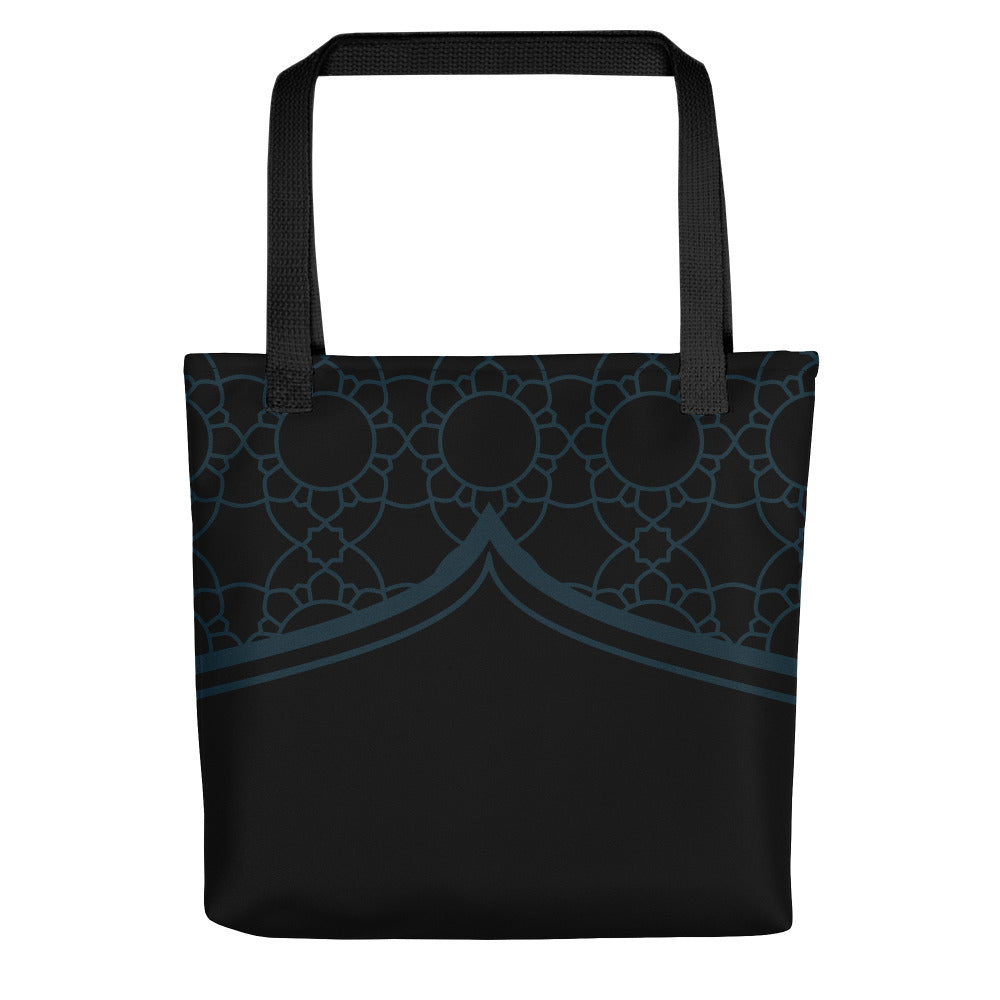 Geometric Black Winter Blue Tote Bag