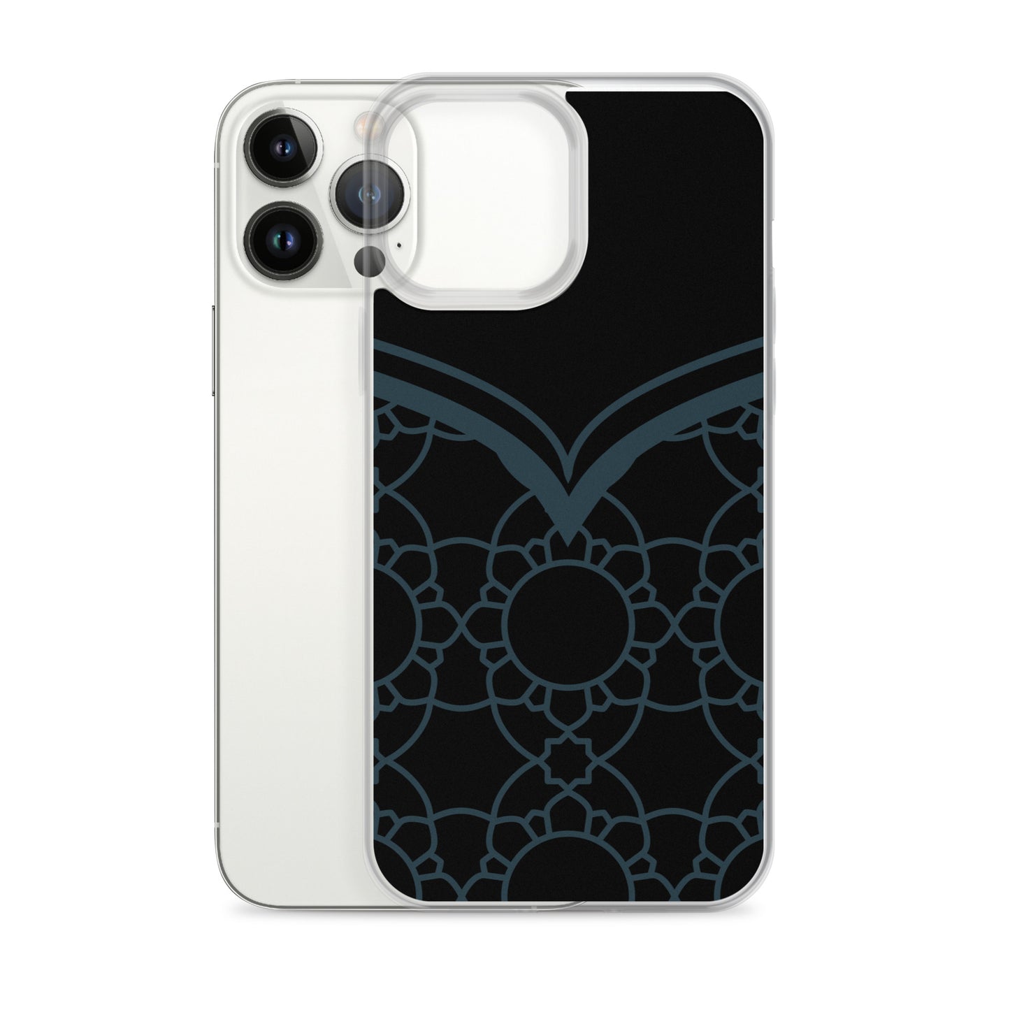 Geometric Black Winter Blue Clear Case for iPhone®